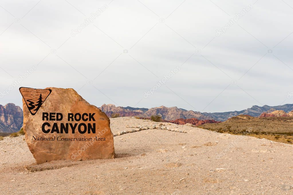 Red Rock Canyon Sign with Copy Space