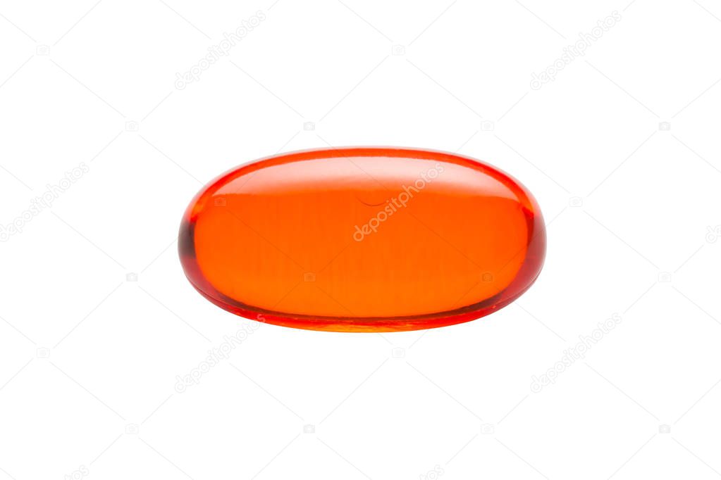 Orange Gelatin Capsule Isolated on White