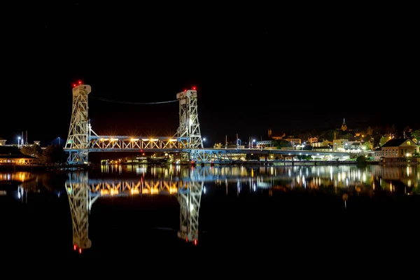 Houghton Hancock Asansör Köprüsü Gece — Stok fotoğraf