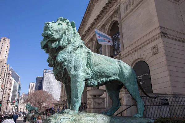 Bronze Lion Statue at the Art Institute of Chicago
