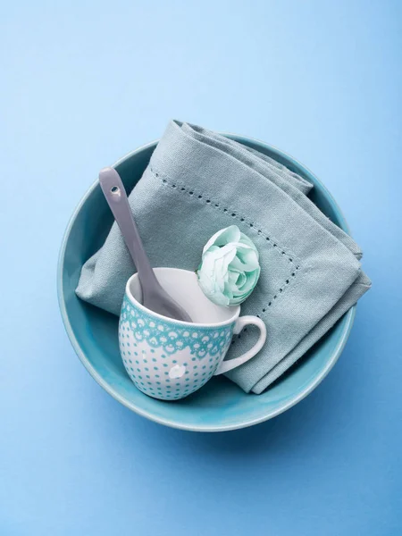 青いパステル セラミック食器食器 — ストック写真