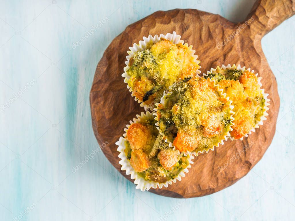 Healthy vegetable muffins with carrot and broccoli