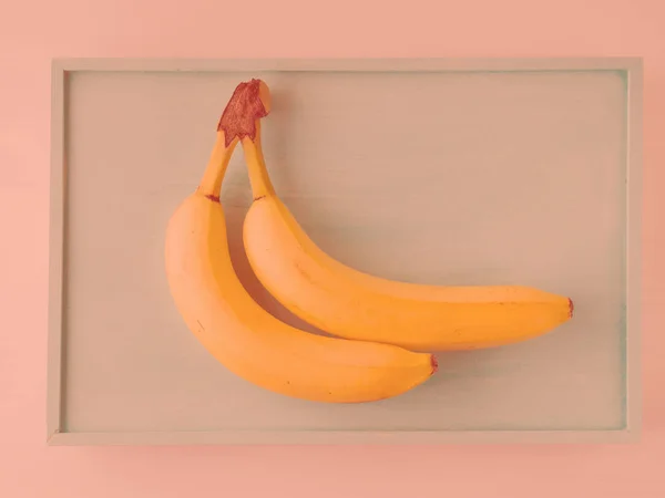 Zwei Bananen auf grünem Pastell — Stockfoto