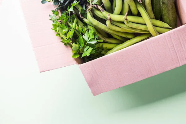 Концепция доставки экологически чистых овощей — стоковое фото