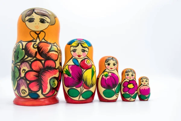 Russian Toy Matryoshka White Background — Stock Photo, Image