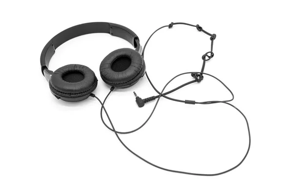白い背景の黒いヘッドフォン — ストック写真