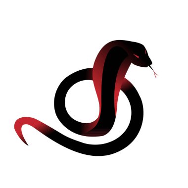 yılan siluet ringde kıvrılmış. Logo - vektör çizim - siyah ve kırmızı yılan