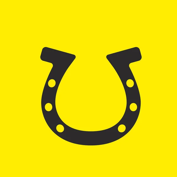 Cavallo Ferro Cavallo Logo Sfondo Giallo Ferro Cavallo Felice Illustrazione — Vettoriale Stock