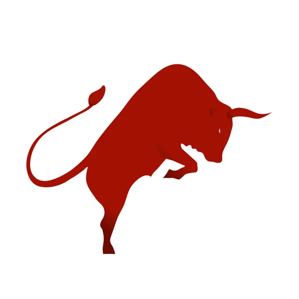 Silueta Roja Toro Sangriento Pie Sobre Sus Piernas Logo Bull — Vector de stock