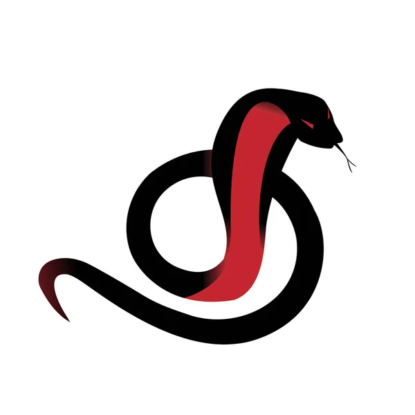 Silhueta Cobra Enrolada Ringue Logotipo Serpente Ilustração Vetorial Preto Vermelho — Vetor de Stock