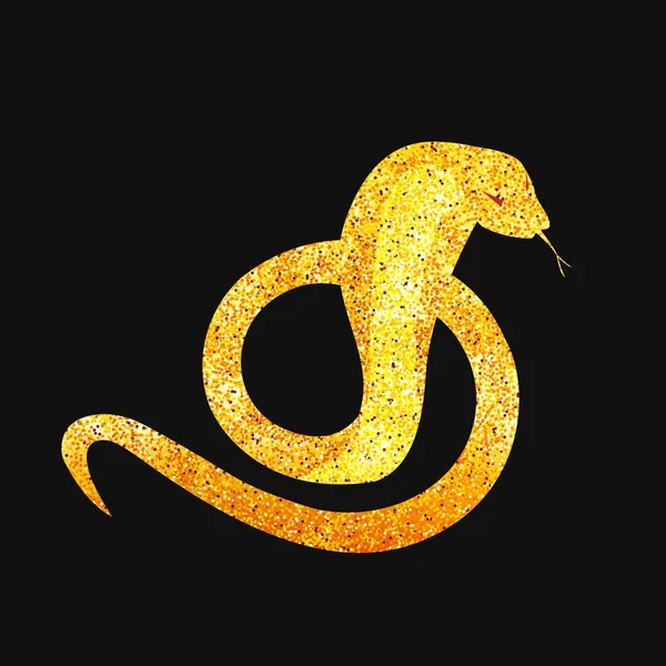Silhueta Cobra Dourada Enrolada Ringue Logotipo Serpente Ilustração Vetorial — Vetor de Stock