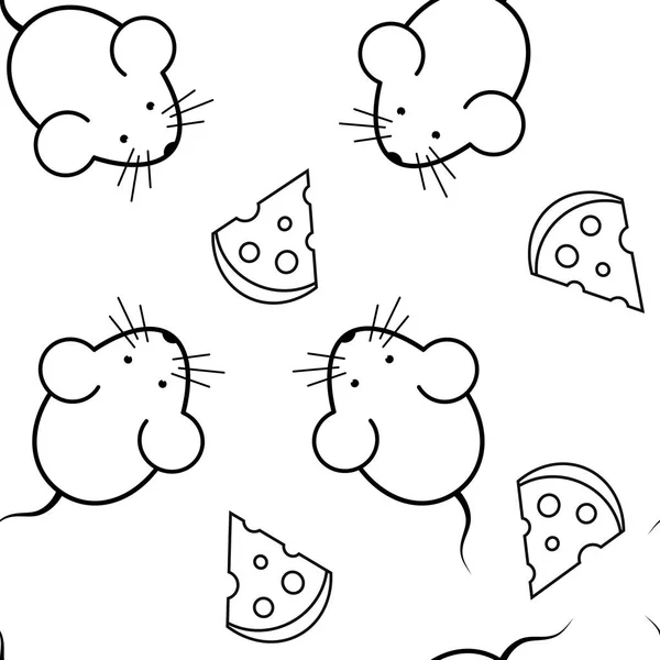 シームレス パターン マウスとチーズ ベクトル イラスト シームレスなプリント生地 — ストックベクタ