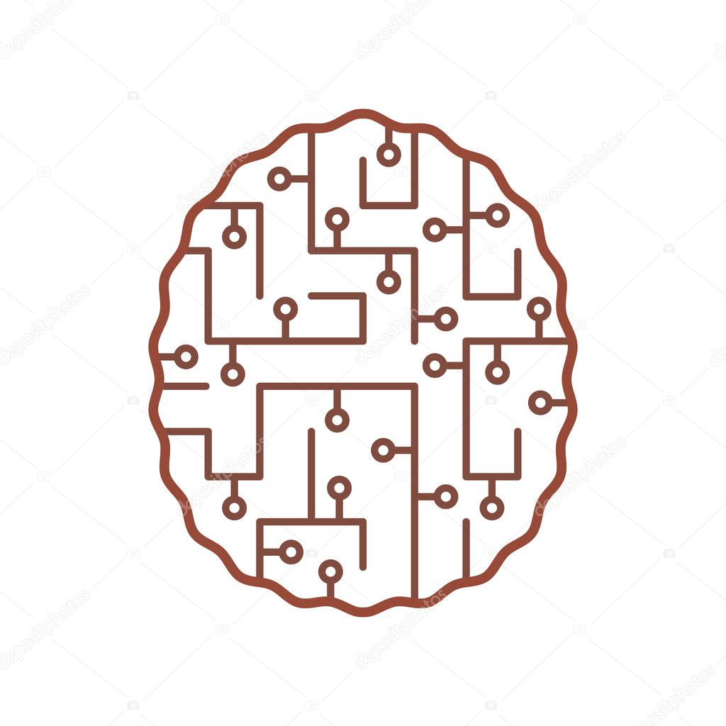 Concept - brain labyrinth, work of neurons in the human brain - vector clipart