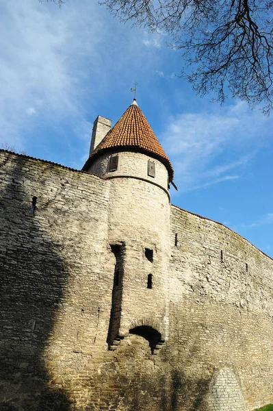 Alte Festung Mit Rotem Ziegeldach Der Altstadt Von Tallinn — Stockfoto