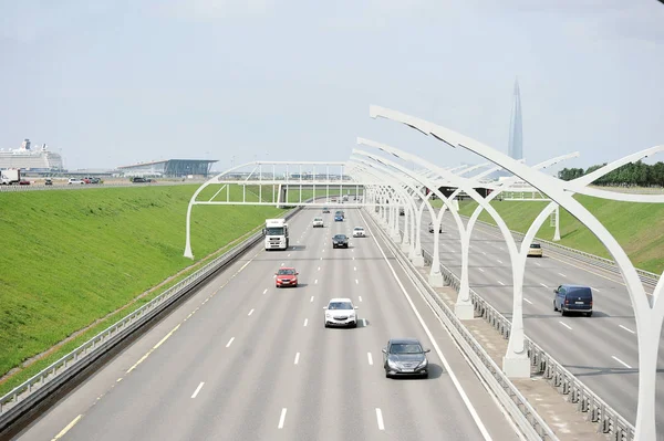 Saint Petersburg Russia July 2018 Heavy Traffic North Western High — Stock Photo, Image