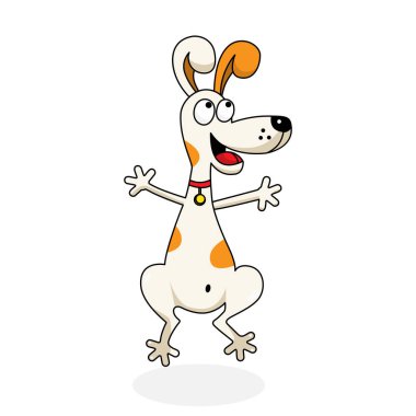 komik köpek zevk ve neşe - çizgi film karakteri-vektör çizim ile atlama