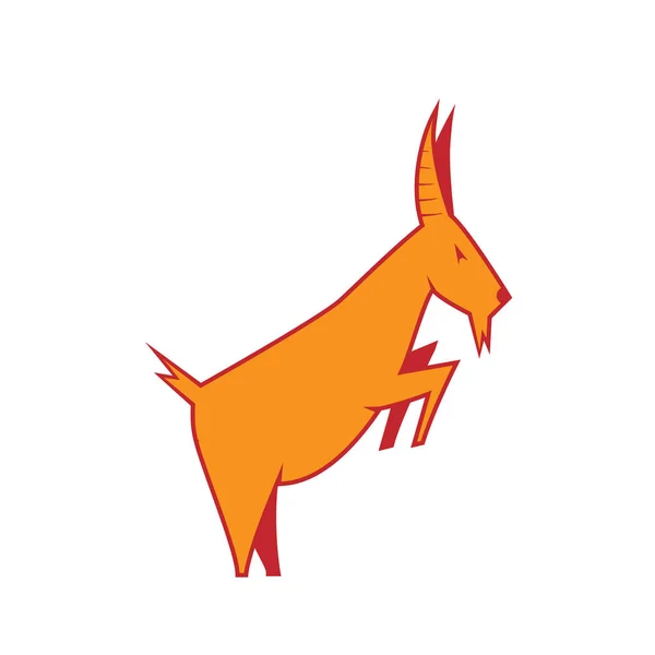 山羊剪影 橙色和红色山羊标志 向量例证 — 图库矢量图片