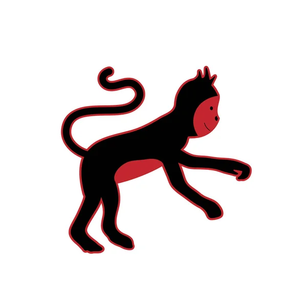 猴子剪影在白色背景被隔绝了 猴徽标 矢量插图 — 图库矢量图片