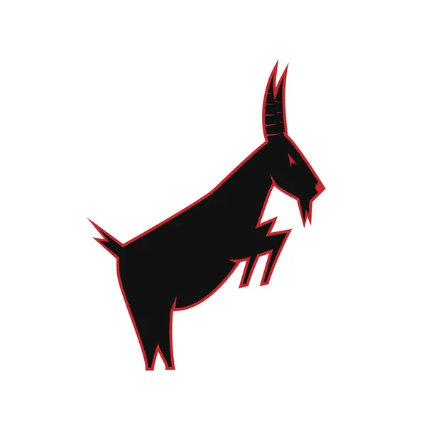 Koza Sylwetka Koza Czarne Czerwone Logo Ilustracja Wektorowa — Wektor stockowy