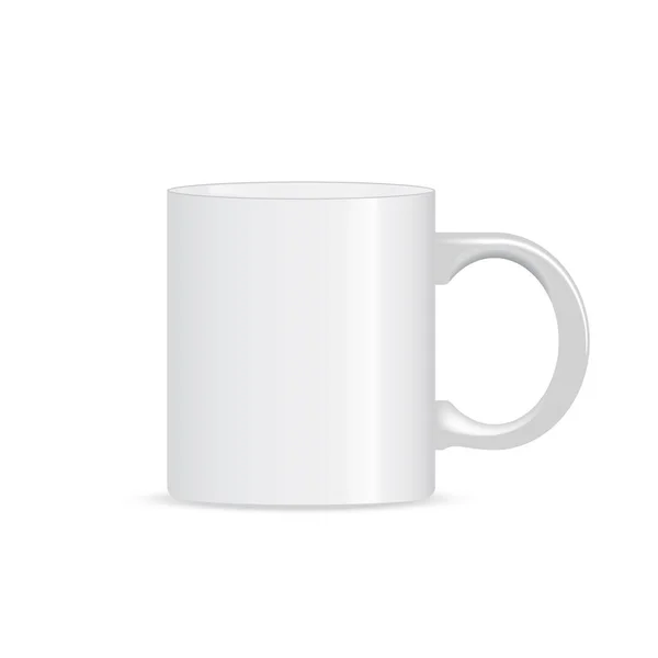 Foto Realista Taza Blanca Taza Aislada Fondo Blanco Plantilla Para — Vector de stock