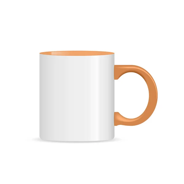 Photo Tasse Blanche Réaliste Isolé Sur Fond Blanc Modèle Pour — Image vectorielle