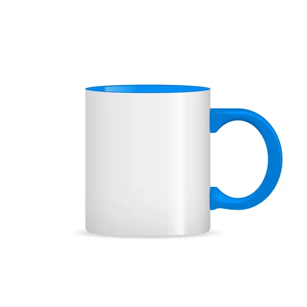 Foto Caneca Copo Branco Realista Isolado Fundo Branco Modelo Para — Vetor de Stock