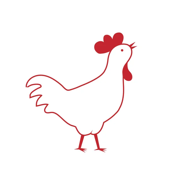 Silueta Gallo Aislada Sobre Fondo Blanco Gallo Logotipo Pollo Ilustración — Vector de stock