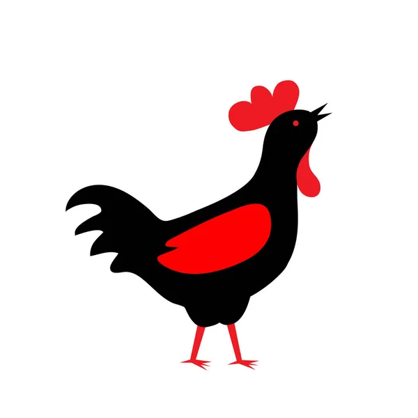 Silhouette Gallo Isolato Sfondo Bianco Gallo Logo Pollo Illustrazione Vettoriale — Vettoriale Stock