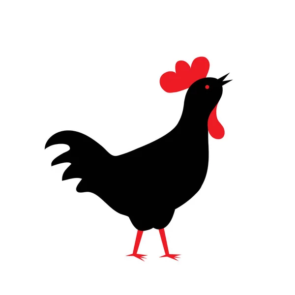 Beyaz Arka Plan Üzerinde Izole Horoz Siluet Horoz Tavuk Logo — Stok Vektör