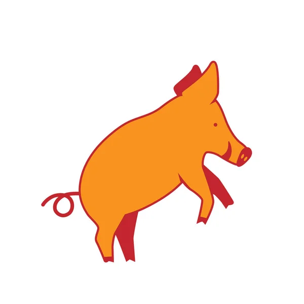 Dzik Świnia Sylwetka Białym Tle Dzik Świnia Logo Ilustracja Wektorowa — Wektor stockowy