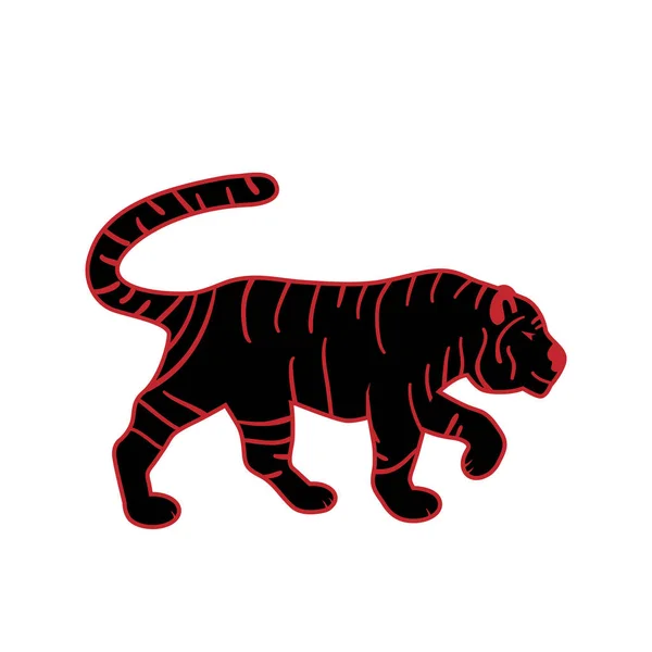 Silhouette Tigre Isolata Sfondo Bianco Logo Tigre Illustrazione Vettoriale — Vettoriale Stock