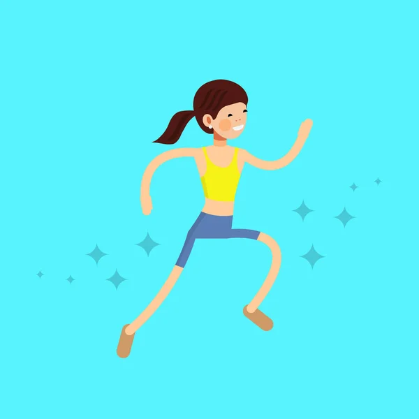 Perfil Deportivo Mujer Corriendo Plano Dibujado Estilo Vectorial Diseño Ilustraciones — Vector de stock