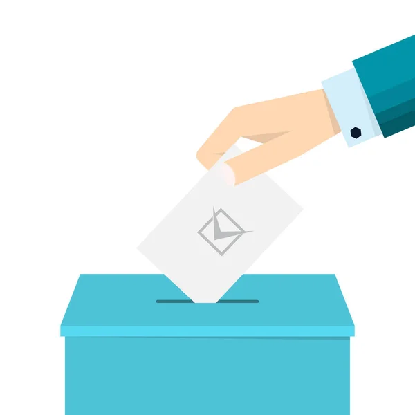 Επαγγελματίες Χέρι Βάζοντας Ένα Ψηφοδέλτιο Στην Κάλπη Ψηφοφορία Έννοια Επίπεδη — Διανυσματικό Αρχείο
