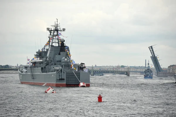 Petersburg Russia July 2018 Preparation Naval Parade Petersburg Neva River — Stock Photo, Image