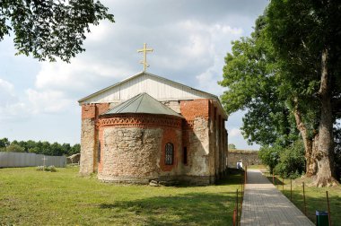 Koporye, Russia - 03 August 2018: Ruins of the Church of the Transfiguration inside the medieval fortress of XIII century in Koporye, Leningradskaya Oblast, Russia clipart