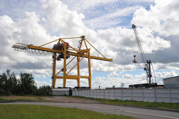 Petersburg Rusland Augustus 2018 Kraan Loader Containers Haven Van Kronstadt — Stockfoto