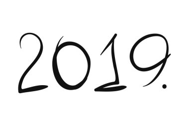 2019 metin elle mutlu yeni yıl kavram - vektör çizim Fırçası serbest el tarzda çizilmiş