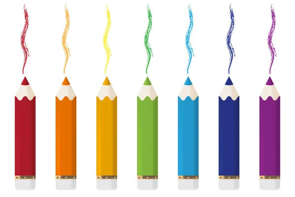 Pensils Dessin Animé Avec Des Lignes Crayon Isolé Sur Fond — Image vectorielle
