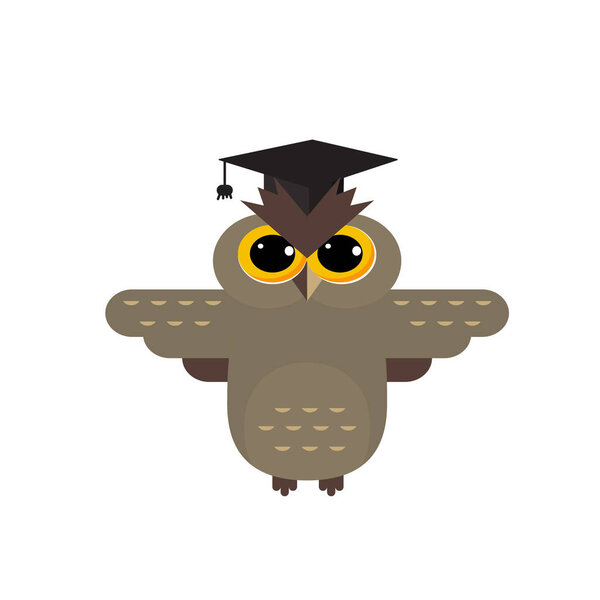 cute school owl logo vector design flat style