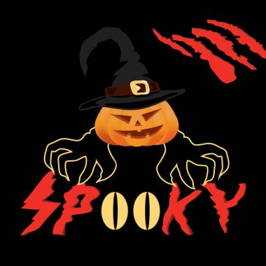 Cadılar Bayramı ürkütücü vektör poster, afiş veya el ilanı Cadılar Bayramı şablon, ürkütücü kabak ve pençeleri ile canavarın pençe