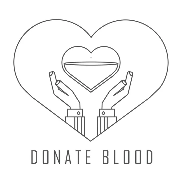 Darować Koncepcja Krew Usług Publicznych Oddawania Krwi Reklama Logo Ręce — Wektor stockowy