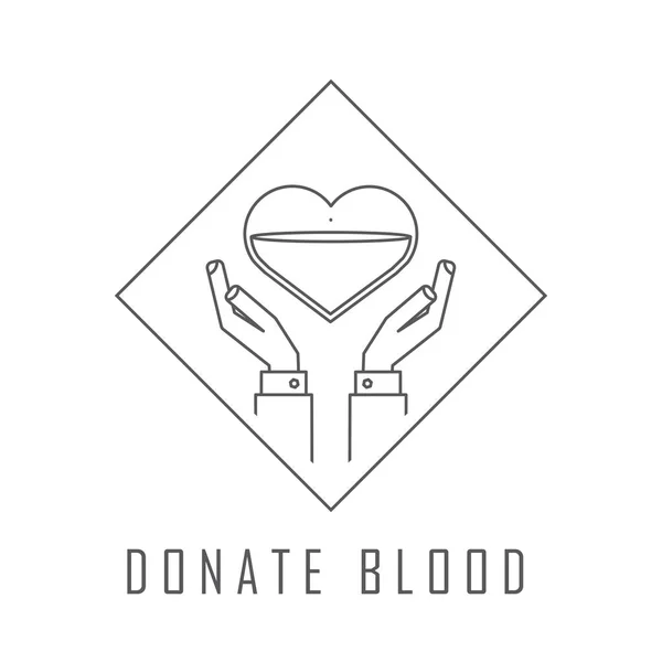 Donar Concepto Sangre Donación Sangre Publicidad Servicio Público Logo Manos — Vector de stock