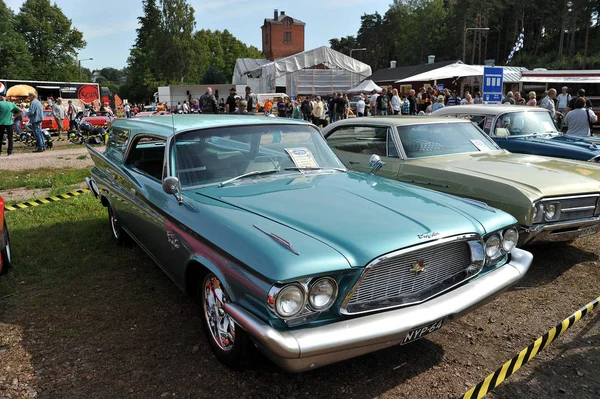 Porvoo Finlândia Agosto 2018 Velho Carro Vermelho Crysler Festival Cidade — Fotografia de Stock