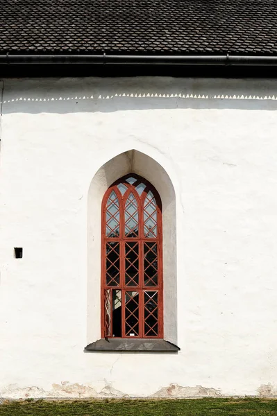 Fenêtre Dans Ancienne Église Ville Porvoo Finlande — Photo