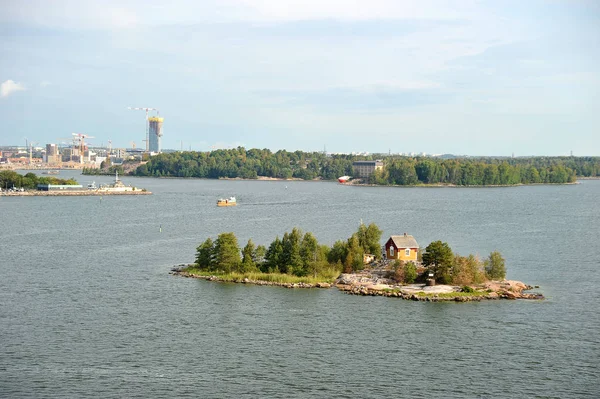 Helsinki Finnland August 2018 Eine Kleine Insel Mit Einem Haus — Stockfoto