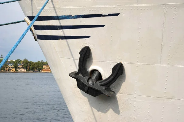 Anker Schip Close Pier Stockholm — Stockfoto