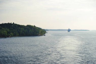 İsveç'te kıyısından Cruise gemi yelken