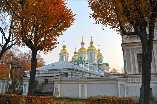 Перегляд Куполом Свято Миколаївський Собор Санкт Петербурзі — стокове фото