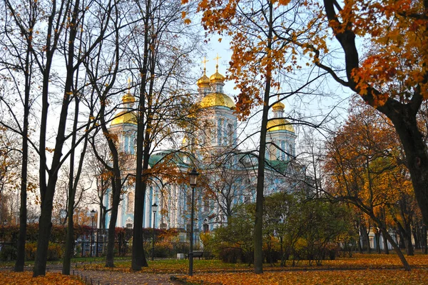 Petersburg Rusko Října 2018 Pohled Kopule Katedrály Svatého Mikuláše Petrohradu — Stock fotografie
