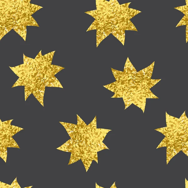 Nahtloser Goldglitzernder Weihnachtsstern Isoliert Auf Schwarzem Hintergrund Ansicht Von Oben — Stockvektor